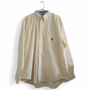 Tommy Hilfiger Vintage Butter Yellow Striped Classic 100% Cotton Button Down XL